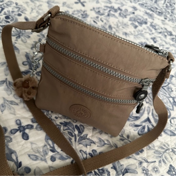 Kipling Keiko Metallic Triple Zip Crossbody Mini Bag - Hazelnut - Picture 2 of 10